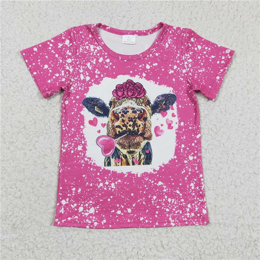 SALES NEW Valentine's Day Baby Girls Hot Pink Cow Print Shirt Cute Toddler Girls Top for Special Occasions
