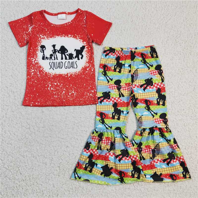 Cute Clothes GSPO0337 Baby Girls Red Bell Pants Clothes Sets