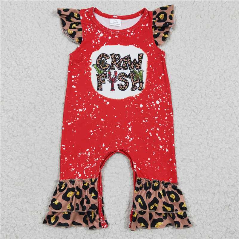 SALES  NEW Sibling Baby Girls Crawfish Leopard Rompers Bell Bottoms Clothes Sets