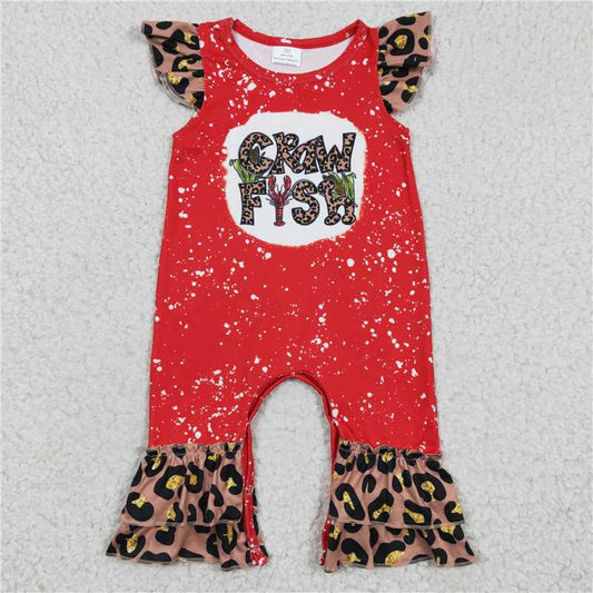 SALES  NEW Sibling Baby Girls Crawfish Leopard Rompers Bell Bottoms Clothes Sets