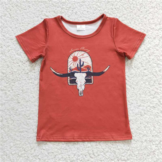 SALES NEW Baby Girls Western Shirts Tops Cow Skull Print Cute Country Style Short Sleeve T-Shirt for Little Girls