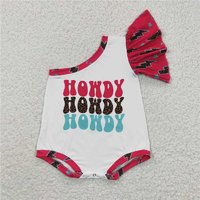 RTS NO MOQ Sibling Baby Girls Western One Shoulder Rompers