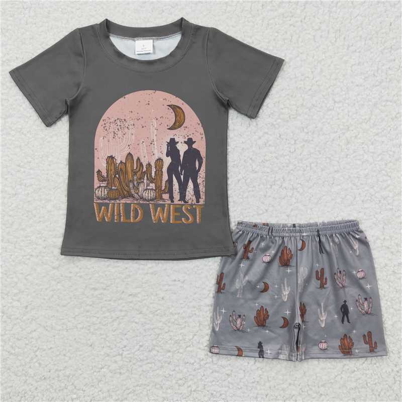 RTS NO MOQ Sibling Baby boy clothes riding horse Short Sleeve shorts Suits