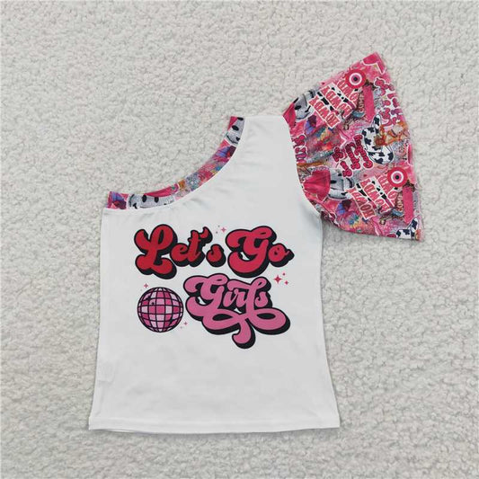 SALES NEW Baby Girls Western Theme One Shoulder Shirts Tops Let's Go Style Clothing for Infants