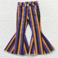 RTS NO MOQ Sibling Baby Baby Girls Halloween Stripes Denim Bell Pants