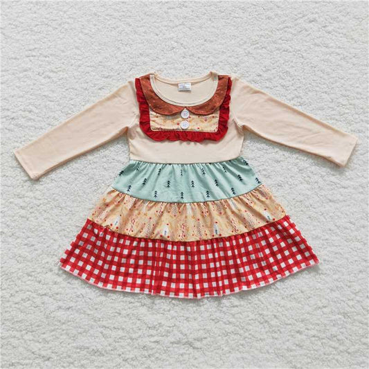 SALES NEW Baby Girls Winter Tree Print Long Sleeve Ruffle Dress Cute Kids Fashion Outfit for Autumn Winter Season