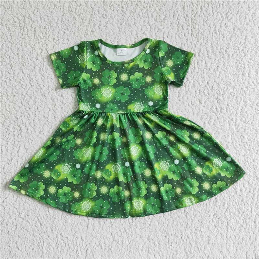 SALES  NEW Baby Girls Quatrefoil Twirl Knee-Length Short Sleeve Dresses Cute Frock for Little Girls