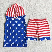 SALES NEW 4th of July boys star hoodie shorts sets