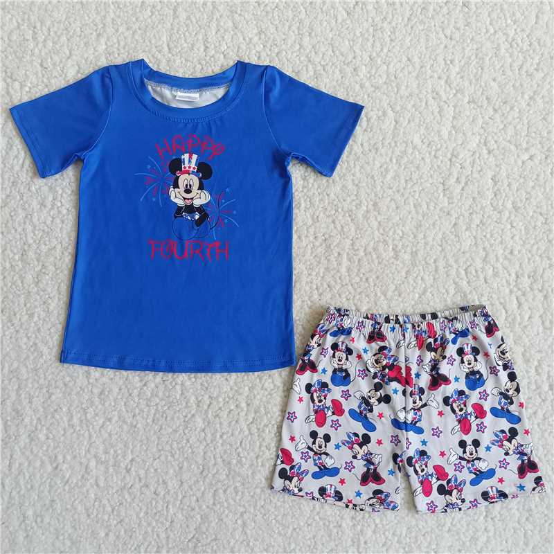 SALES NEW 4th of July boys cartoon shorts sets）