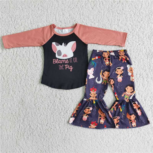 SALES NEW Baby Fall Pig Outfit Clothing Sets Infant Bodysuit And Headband Matching Set Pink Baby Girl Clothes Set Baby Girl Outfit Set