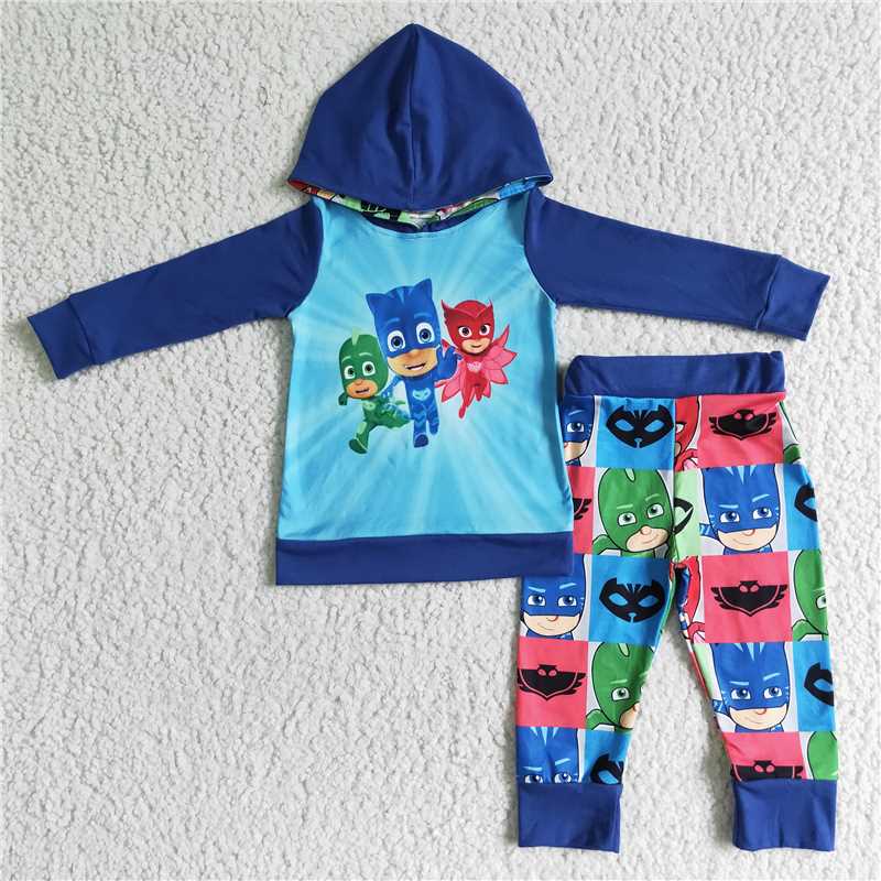 SALES  NEW  Baby boys cartoon pajamas hooded legging pants sets
