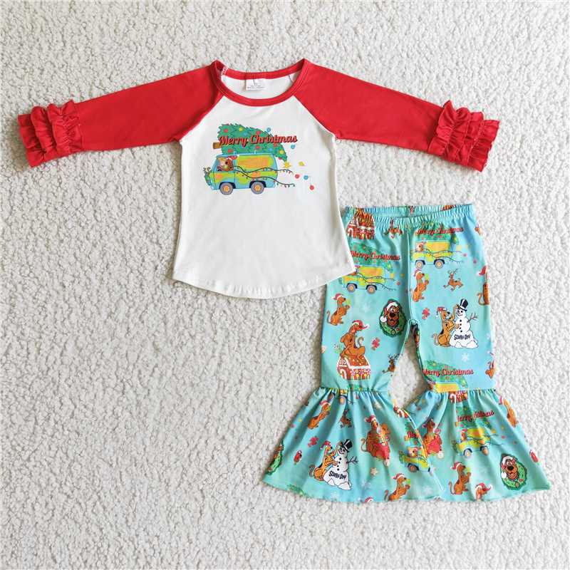 RTS NO MOQ merry christmas Long-sleeved trousers and top set