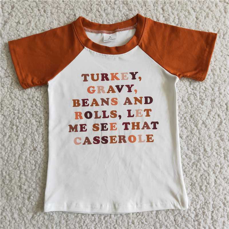 SALES  NEW  Boys Turkey Words cassarole Shirts