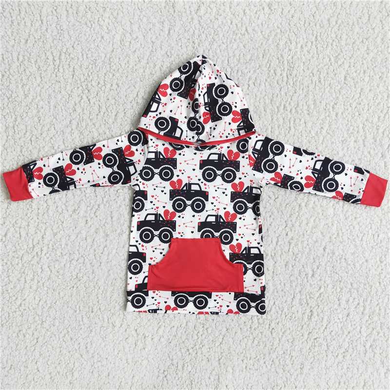 SALES  NEW  Boys tractor Valentines hoodie top