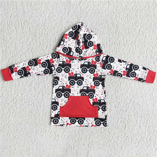 SALES  NEW  Boys tractor Valentines hoodie top
