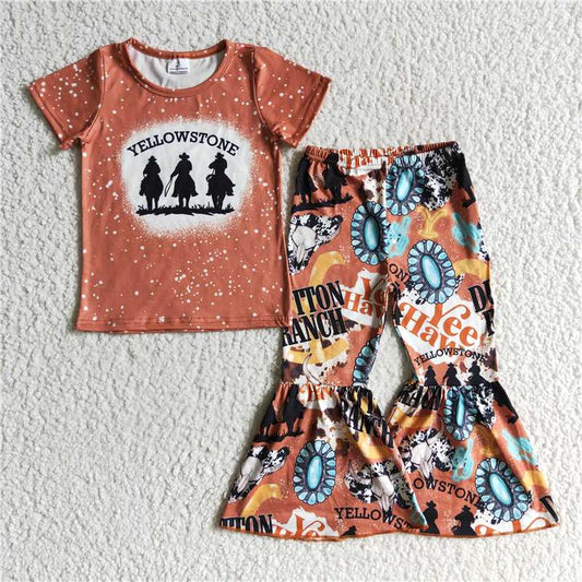 SALES NEW Baby Girls Western Horse Bell Pants Clothing Sets Cute Outfit Set for Infants