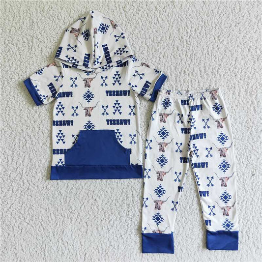SALES  NEW  BBaby boys western cow hoodie pants outfits