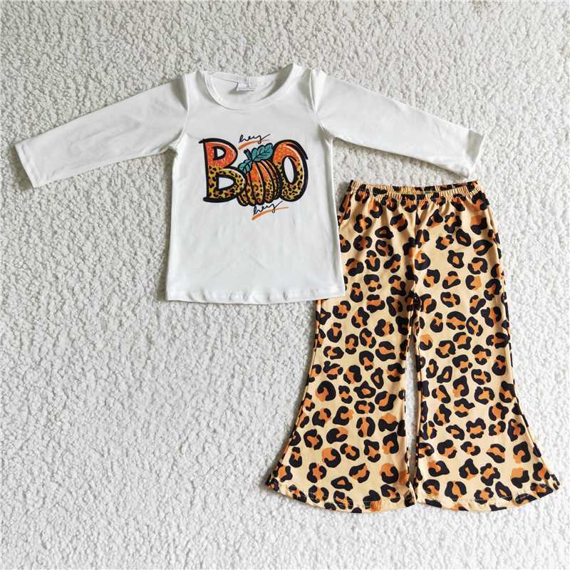 SALES  NEW  baby girls Halloween boo leopard bell pants sets