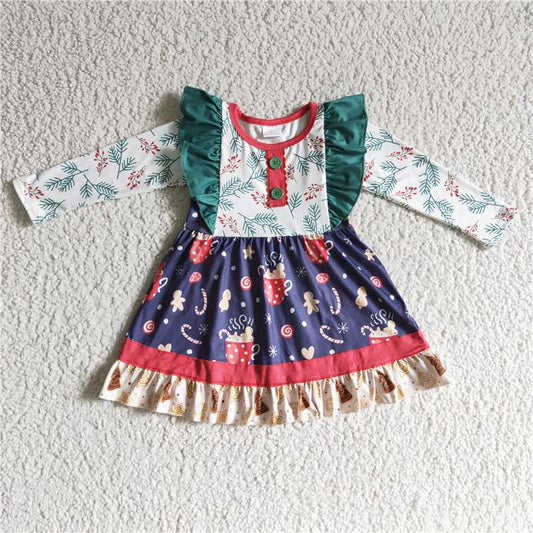 SALES  NEW Baby Girls Christmas Ruffle Dresses Cup Festive Holiday Dress for Infants Toddler Kids