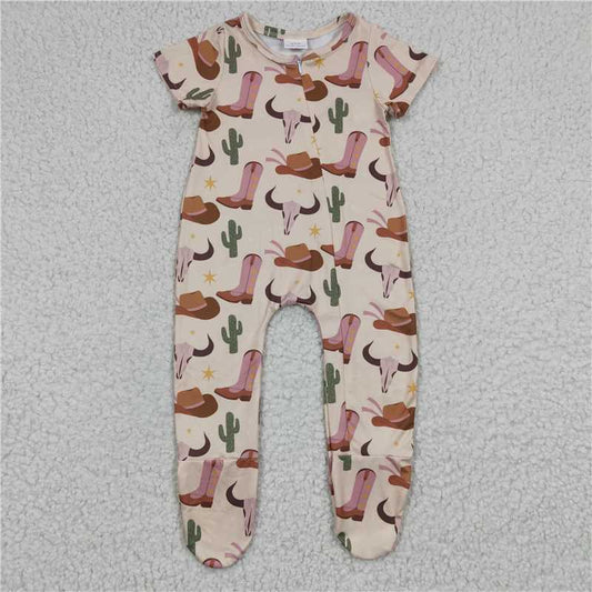 SALES  NEW Baby Infant Cow Boots Zip Footie Rompers