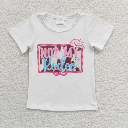 SALES NEW Baby Girls Western Style 'Not My Rodeo' Short Sleeve Tee Shirt Cute Casual Print Top for Infants