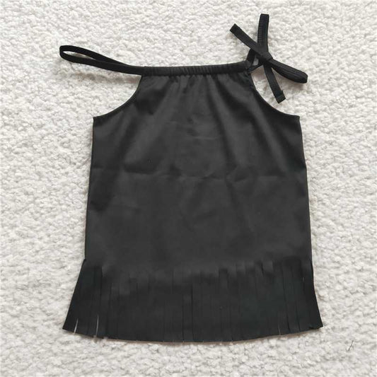 SALES NEW Baby Girls Black Tassle Halter Top Cute Shirt for Little Girls Baby Clothing Halter Neck Tops for Girls
