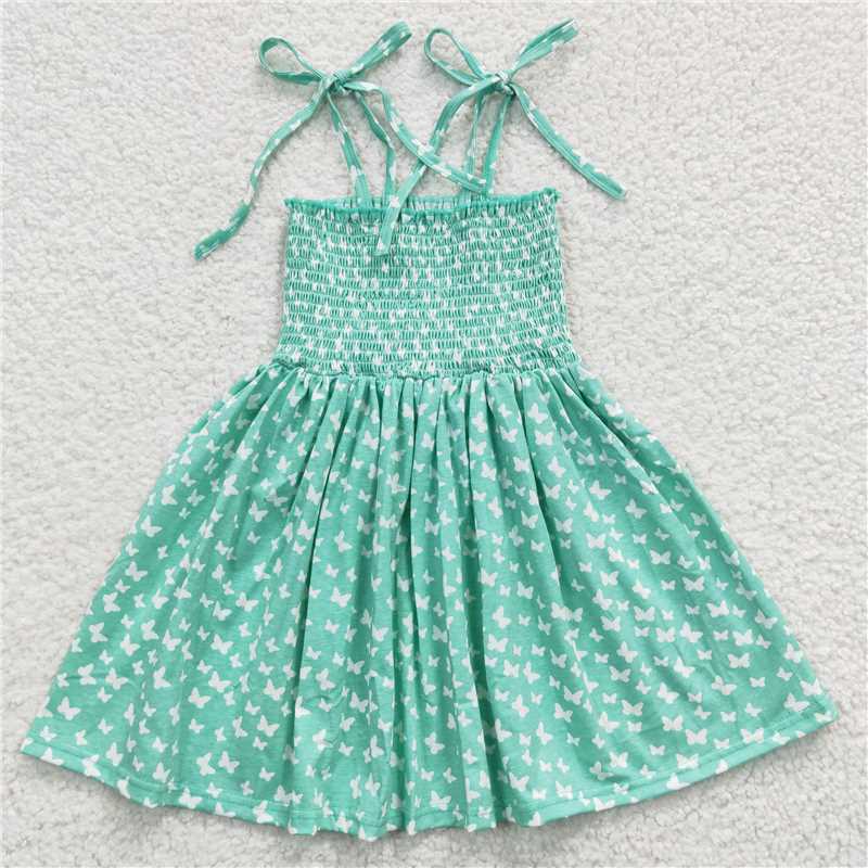 SALES  NEW Baby Girls Butterfly Smocked Knee-Length Dress Cute Children's Clothing Baby Girl's Outfit with Smocked Detail And Butterfly Design