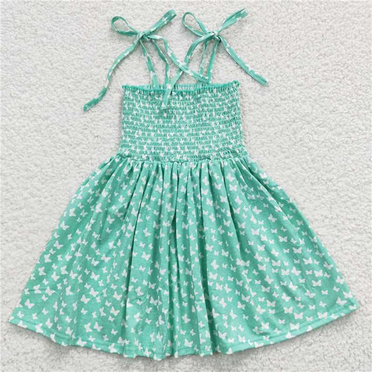 SALES  NEW Baby Girls Butterfly Smocked Knee-Length Dress Cute Children's Clothing Baby Girl's Outfit with Smocked Detail And Butterfly Design