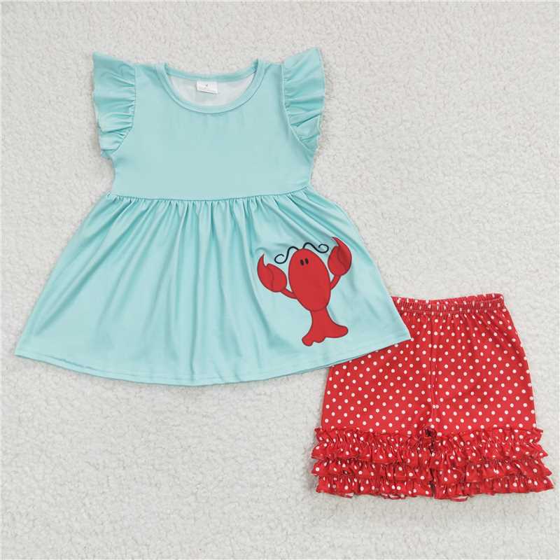 RTS NO MOQ Baby girl clothes Short Sleeve shorts Suit