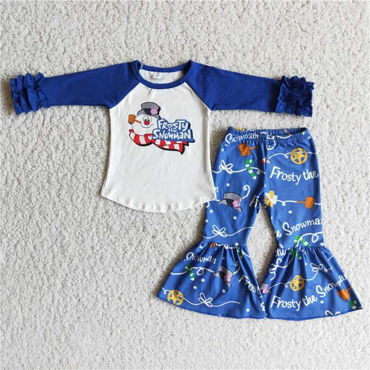 SALES  NEW Baby Girls Blue Snowty Bell Pant Set Cute And Comfortable Clothing for Infants