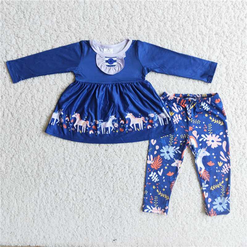 SALES NEW Baby Girls Blue Long Sleeve Pants Sets Cute Outfit for Infants Comfortable Clothing Set