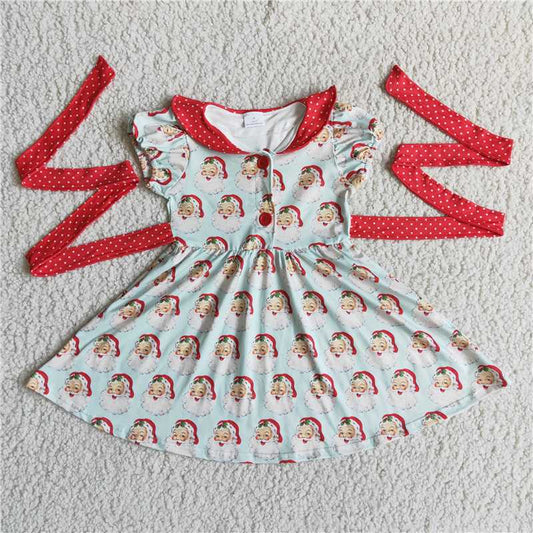 SALES NEW Baby Girls Santa Claus Christmas Belt Knee-Length Dress Festive Holiday Outfit for Toddlers
