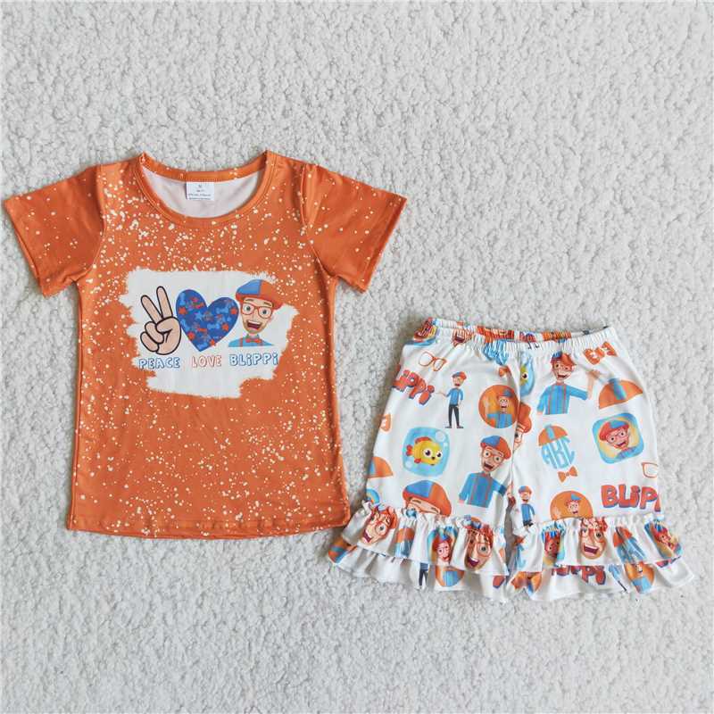 SALES  NEW Orange LOVE exquisite ruffles Shorts sets