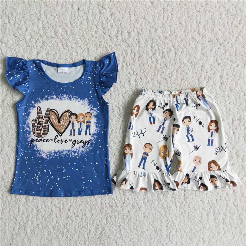 SALES  NEW Blue puffy sleeves Shorts sets