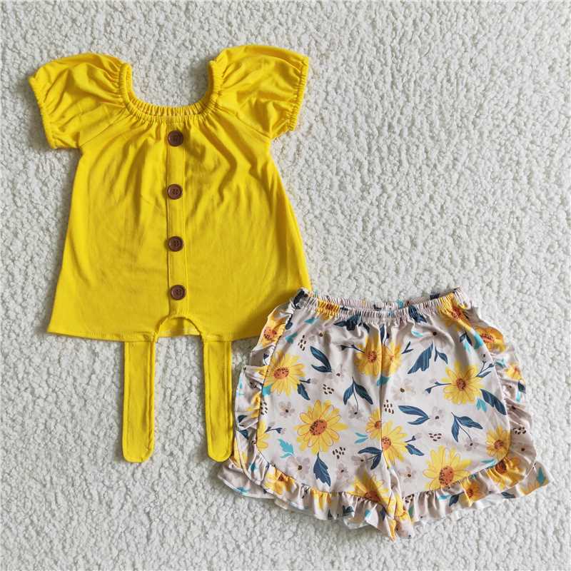 RTS NO MOQ baby GIRL Clothes floral short sleeve shorts Sets