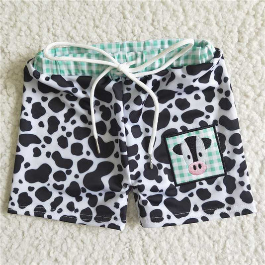 RTS D14-4  Boys Embroidered Bullhead and Leopard Print Swim Shorts