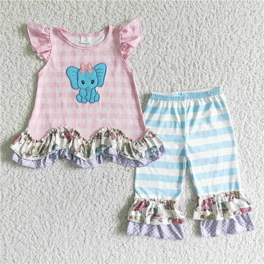 SALES  NEW  Baby girls elephant cute stripe pants sets
