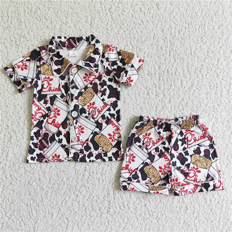 RTS NO MOQ Baby Girls and Boys Summer Chick Short Sleeve Shorts Sets