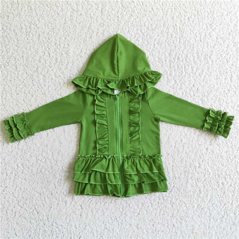 RTS NO MOQ Sibling Baby Girls Zip Ruffle Jackets Cardigans Top