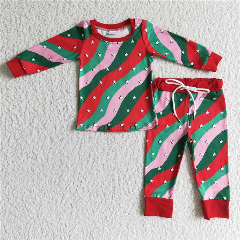SALES  NEW   baby girls Christmas stripe pajamas sets