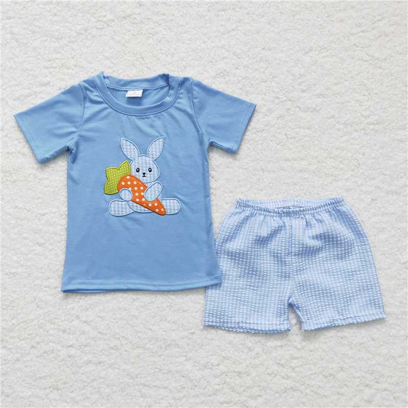 RTS NO MOQ baby girl clothes easter short-sleeved shorts suit & short-sleeved sets
