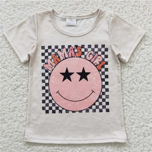 SALES NEW Baby Smile Print Western Shirts Tops for Kids Casual Short Sleeve Outfit for Girls