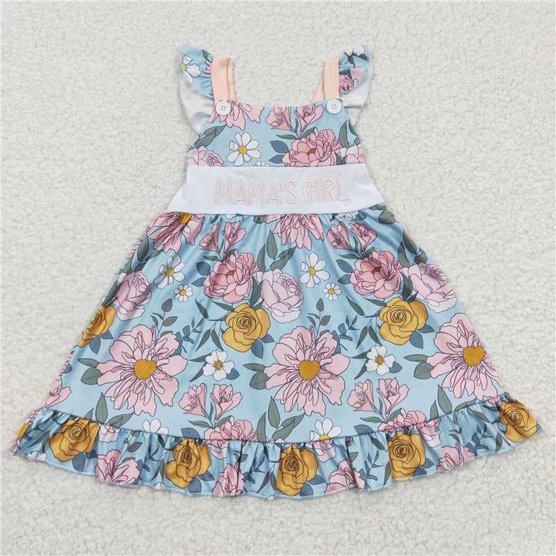 RTS NO MOQ baby girl clothes floral short-sleeved romper dress
