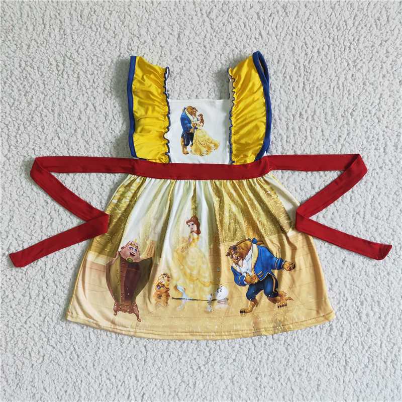 SALES  NEW Baby Girls' Summer Knee-Length Dresses with Belt Style Sibling Sister Matching Outfits