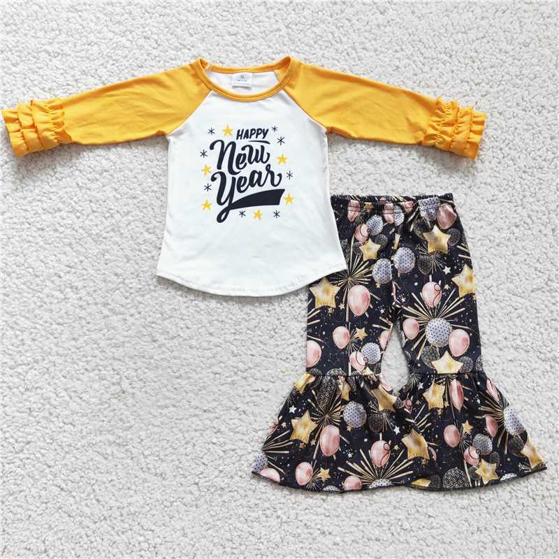 RTS NO MOQ  New Year Balloon Five-pointed Star Long Sleeve Dress-Top-Long Sleeve Suit
