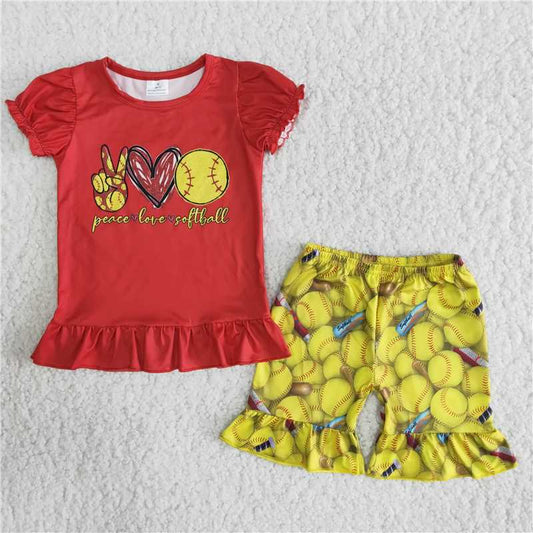 SALES  NEW Red T-shirt yellow baseball Shorts sets