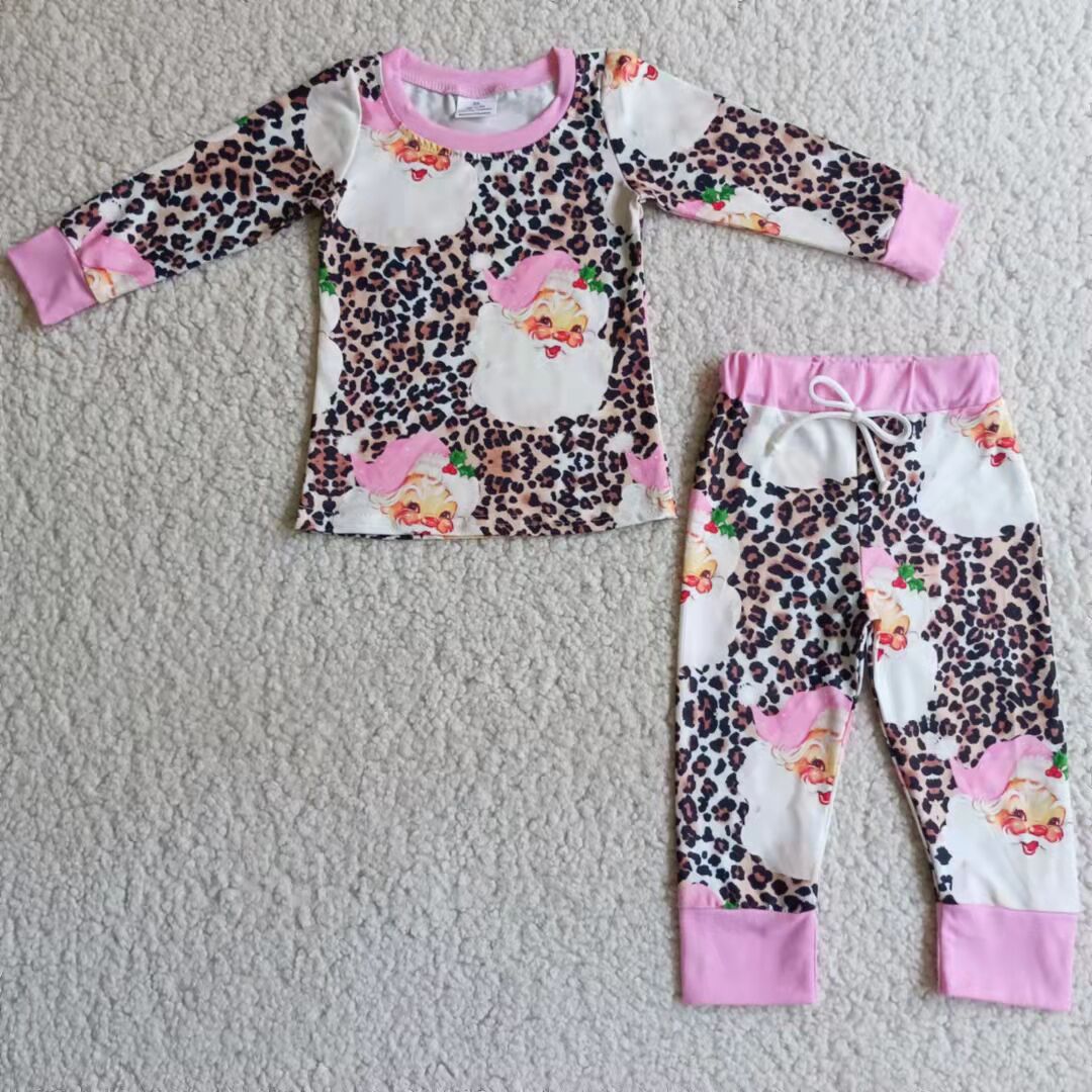 SALES  NEW  Girls santa leopard pajamas