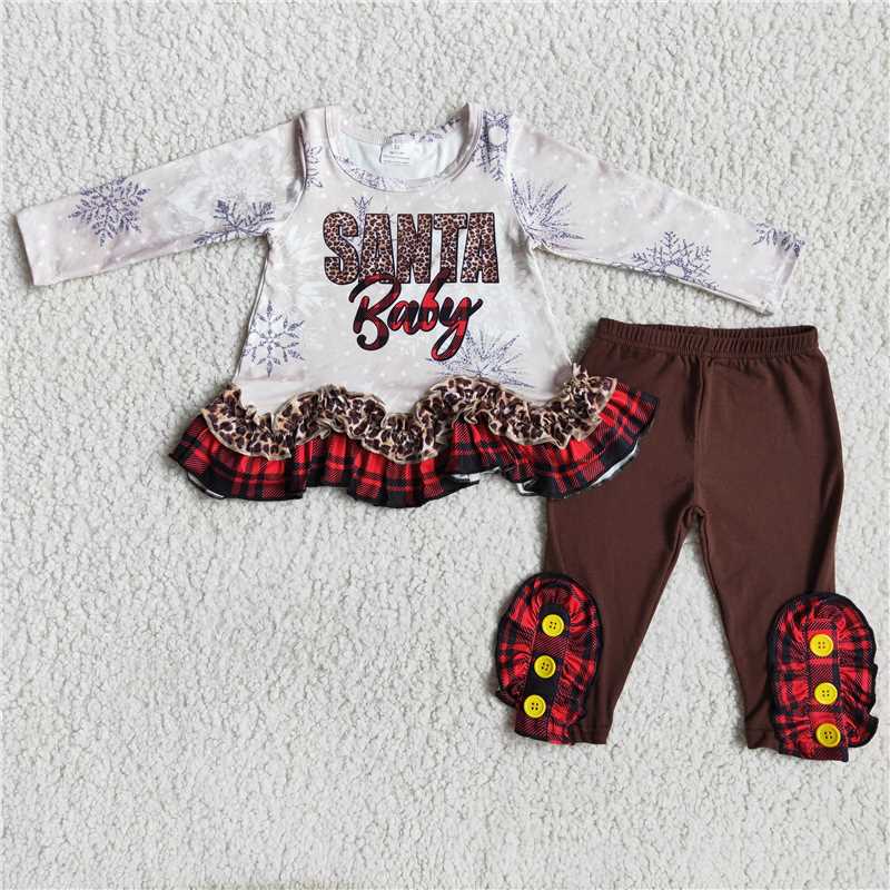 SALES  NEW Santa Baby Ruffle Pants Sets - Holiday Outfit for girl with Bell Bottoms And Matching Top