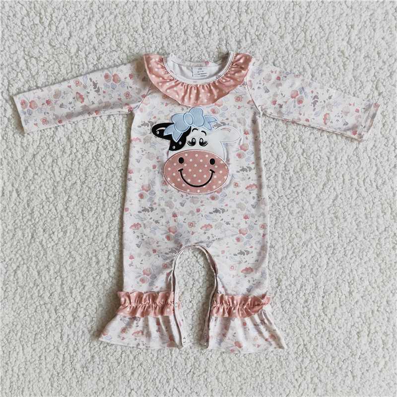 SALES  NEW Cow floral baby embroidered rompers