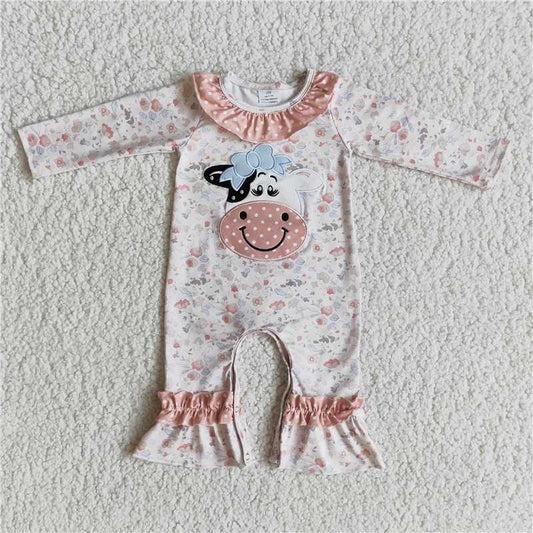 SALES  NEW Cow floral baby embroidered rompers